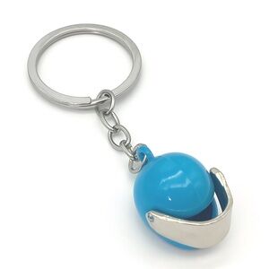 NWT BLUE Silver Motorcycle Helmet Key Chain Keyring